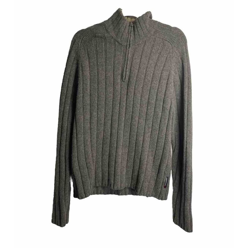 Vintage Abercrombie And Fitch Men’s 1/4‎ Zip Lambswool Muscle Sweater Gray Large
